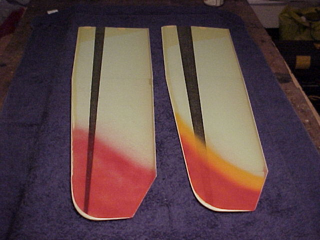 A completed pair of wing panels (118 gm, or 4.2 oz for the pair)