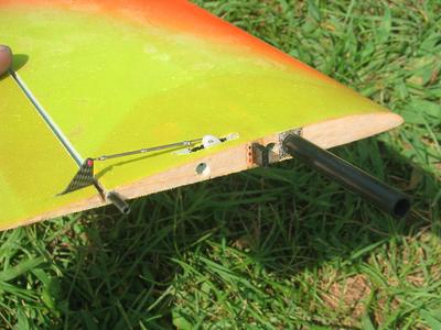 Pushrod detail and servo connector plug