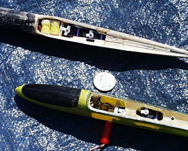 A picture of the wood and kevlar versions of the Apogee fuselage